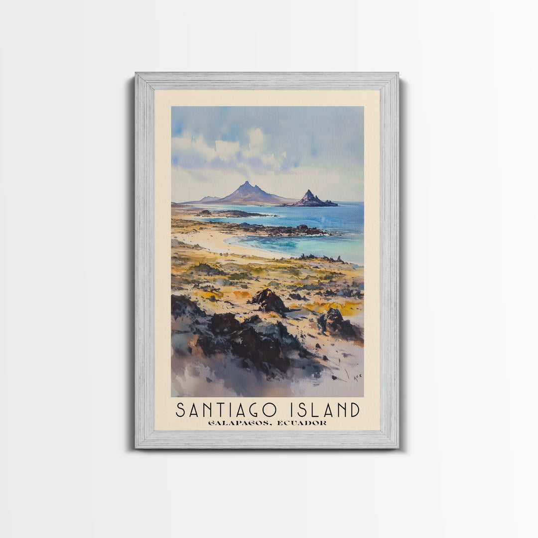 Santiago Island, Galapagos, Ecuador Watercolor Print, Vacation Gift, Galapagos, Ecuador Wall Art, Beach Painting, Beach Decor, Beach Or Lakehouse Art