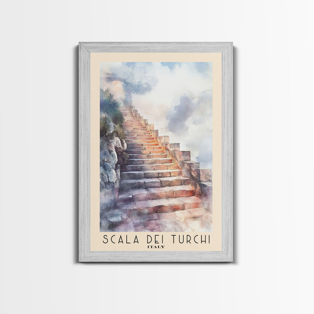 Scala dei Turchi, Italy Watercolor Print, Vacation Gift, Italy Wall Art, Vacation Wall Art, Vacatation Memories, Beach Decor, Beach Or Lakehouse Art