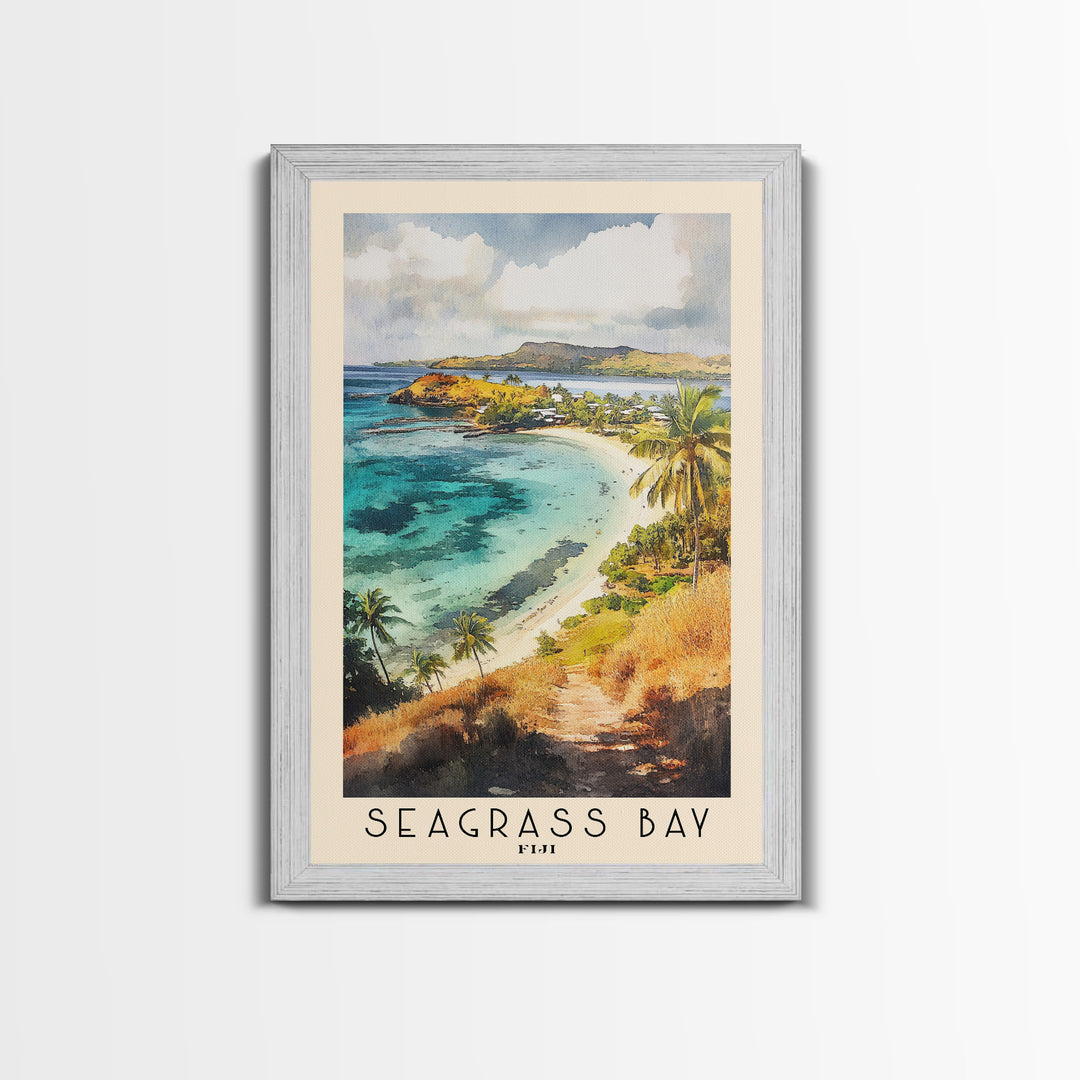 Seagrass Bay, Fiji Watercolor Beach Print, Vacation Gift, Fiji Wall Art, Beach Painting, Beach Decor, Beach Painting