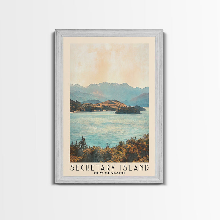 Secretary Island, New Zealand Watercolor Beach Print, Vacation Gift, New Zealand Wall Art, Framed Canvas Print, Framed Beach Painting