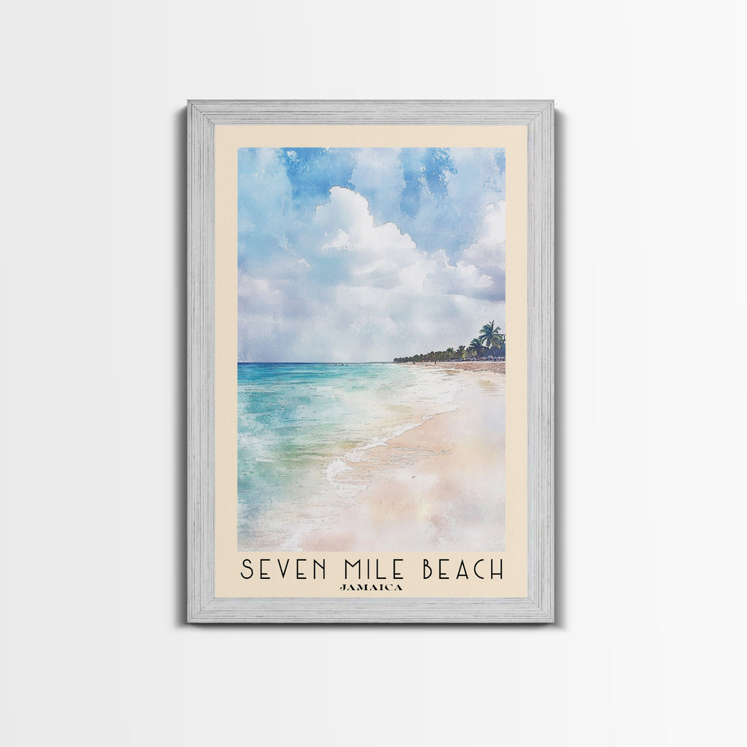 Seven Mile Beach, Jamaica Watercolor Print, Vacation Gift, Jamaica Wall Art, Vacation Wall Art, Vacatation Memories, Beach Decor, Beach Or Lakehouse Art