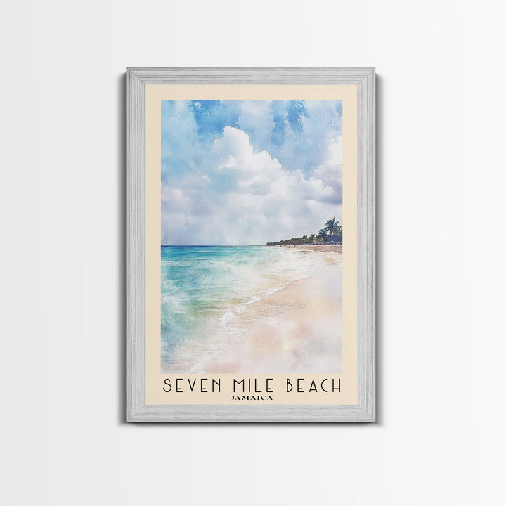 Seven Mile Beach, Jamaica Watercolor Print, Vacation Gift, Jamaica Wall Art, Vacation Wall Art, Vacatation Memories, Beach Decor, Beach Or Lakehouse Art