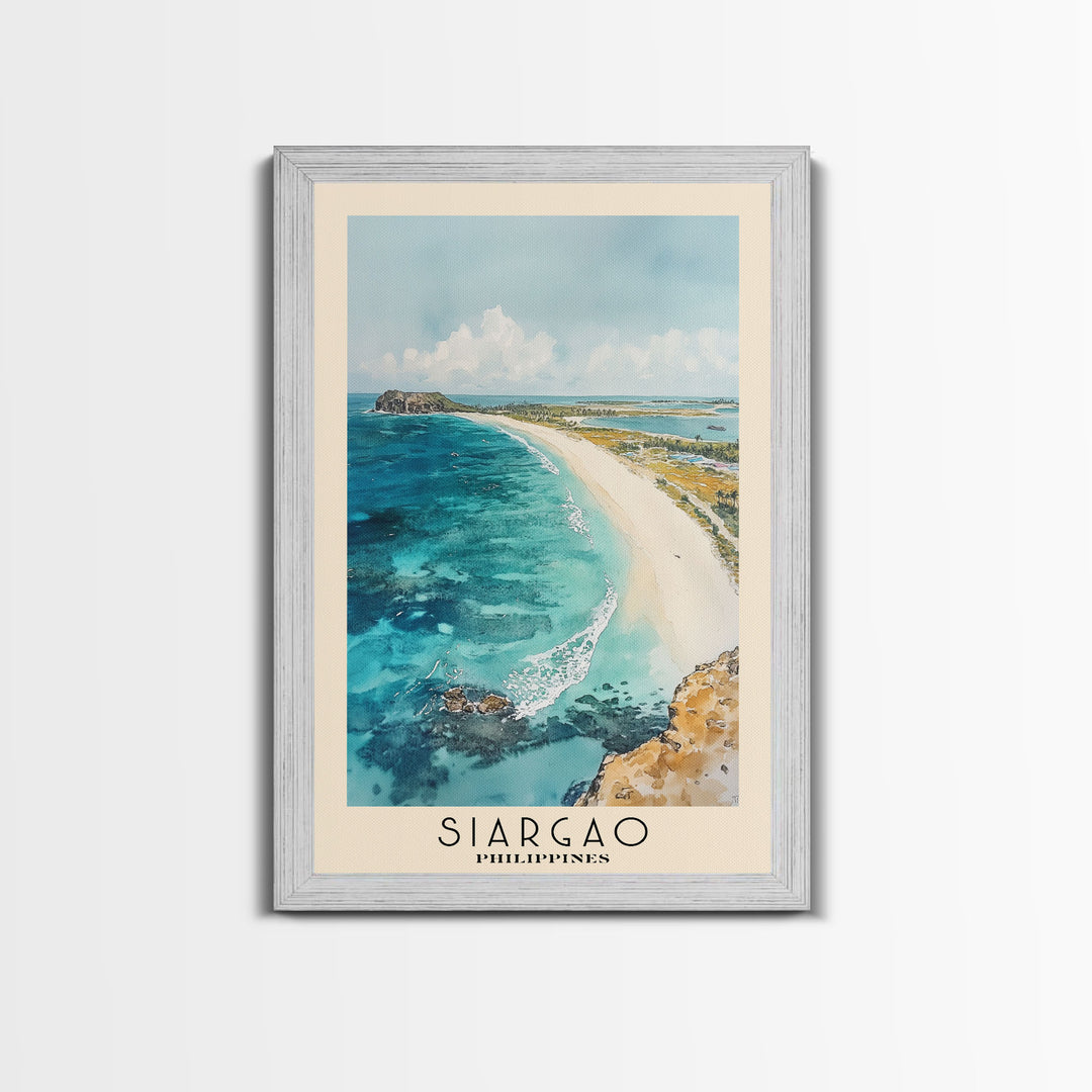 Siargao, Philippines Watercolor Print, Vacation Gift, Philippines Wall Art, Beach Painting, Beach Decor, Large Wall Art, Wood Frame Art