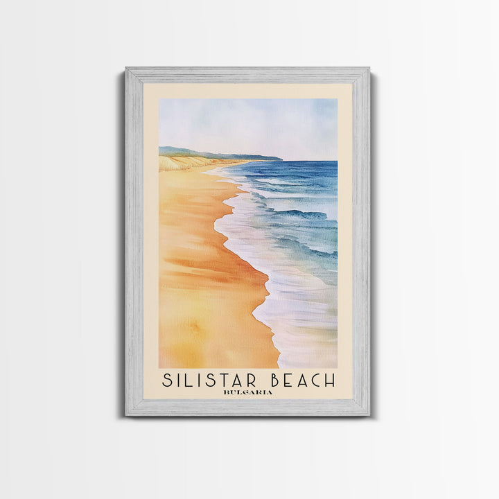 Silistar Beach, Bulgaria Watercolor Beach Print, Vacation Gift, Bulgaria Wall Art, Framed Canvas Print, Framed Beach Painting