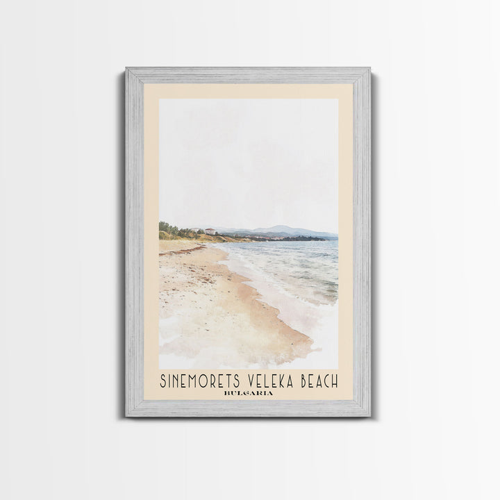 Sinemorets Veleka Beach, Bulgaria Watercolor Print, Vacation Gift, Bulgaria Wall Art, Beach Painting, Beach Decor, Large Wall Art, Wood Frame Art