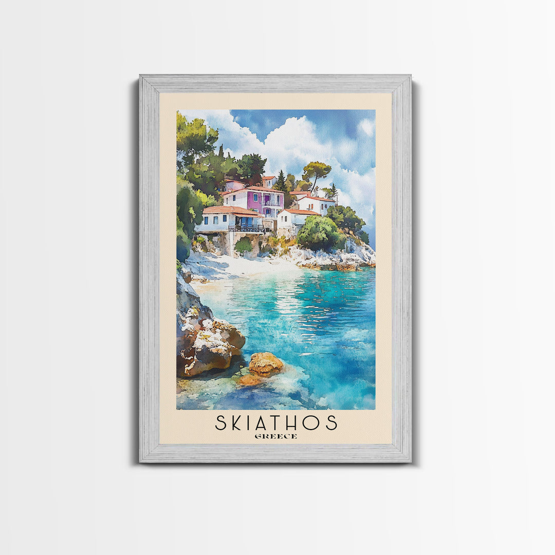 Skiathos, Greece Watercolor Print, Vacation Gift, Greece Wall Art, Beach Painting, Beach Decor, Beach Or Lakehouse Art