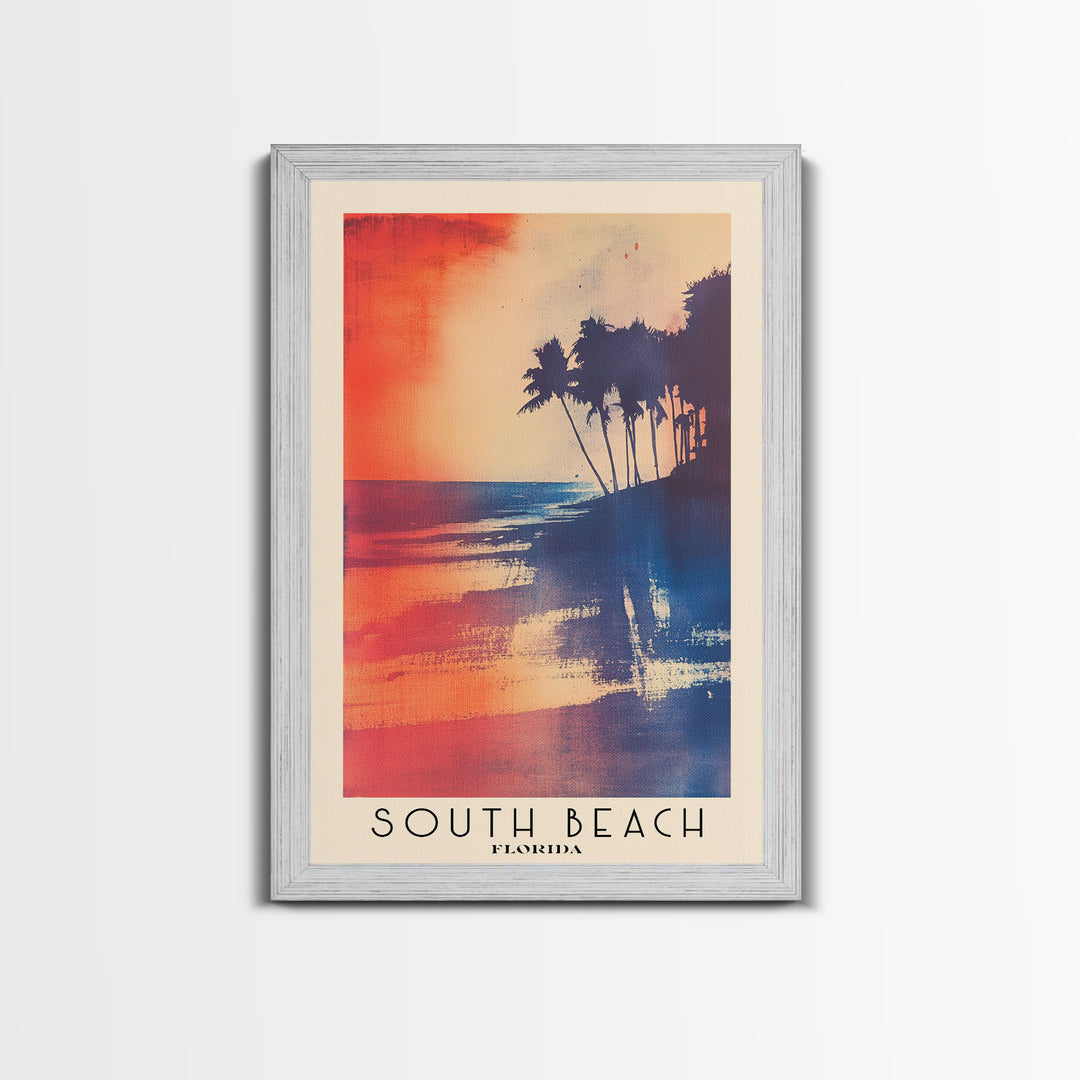 South Beach, Florida Watercolor Print, Vacation Gift, Florida Wall Art, Beach Painting, Beach Decor, Large Wall Art, Wood Frame Art