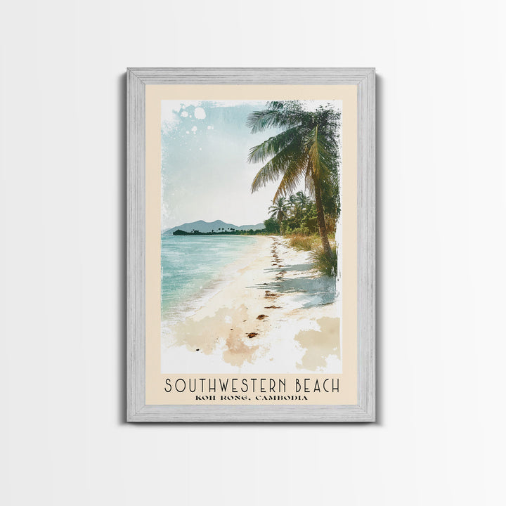 Southwestern Beach, Koh Rong, Cambodia Watercolor Beach Print, Vacation Gift, Koh Rong, Cambodia Wall Art, Beach Painting, Beach Decor, Beach Painting