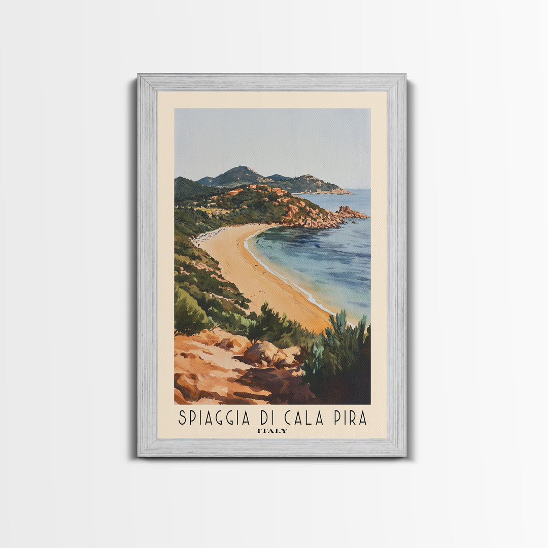 Spiaggia di Cala Pira, Italy Watercolor Print, Vacation Gift, Italy Wall Art, Beach Painting, Beach Decor, Beach Or Lakehouse Art