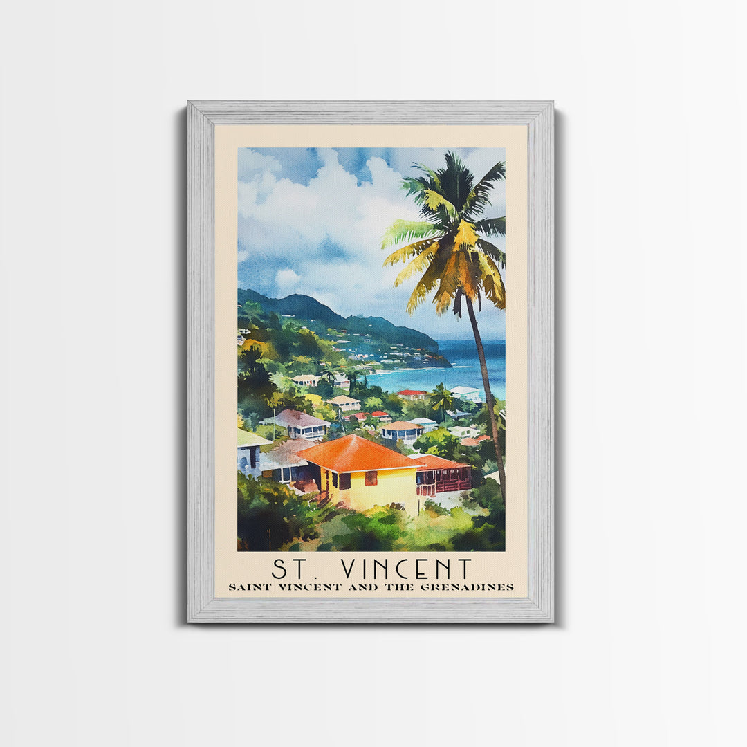 St. Vincent, Saint Vincent and the Grenadines Watercolor Beach Print, Vacation Gift, Saint Vincent and the Grenadines Wall Art, Beach Painting, Beach Decor, Beach Painting