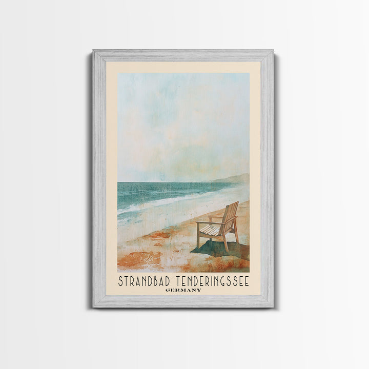 Strandbad Tenderingssee, Germany Watercolor Print, Vacation Gift, Germany Wall Art, Beach Painting, Beach Decor, Large Wall Art, Wood Frame Art