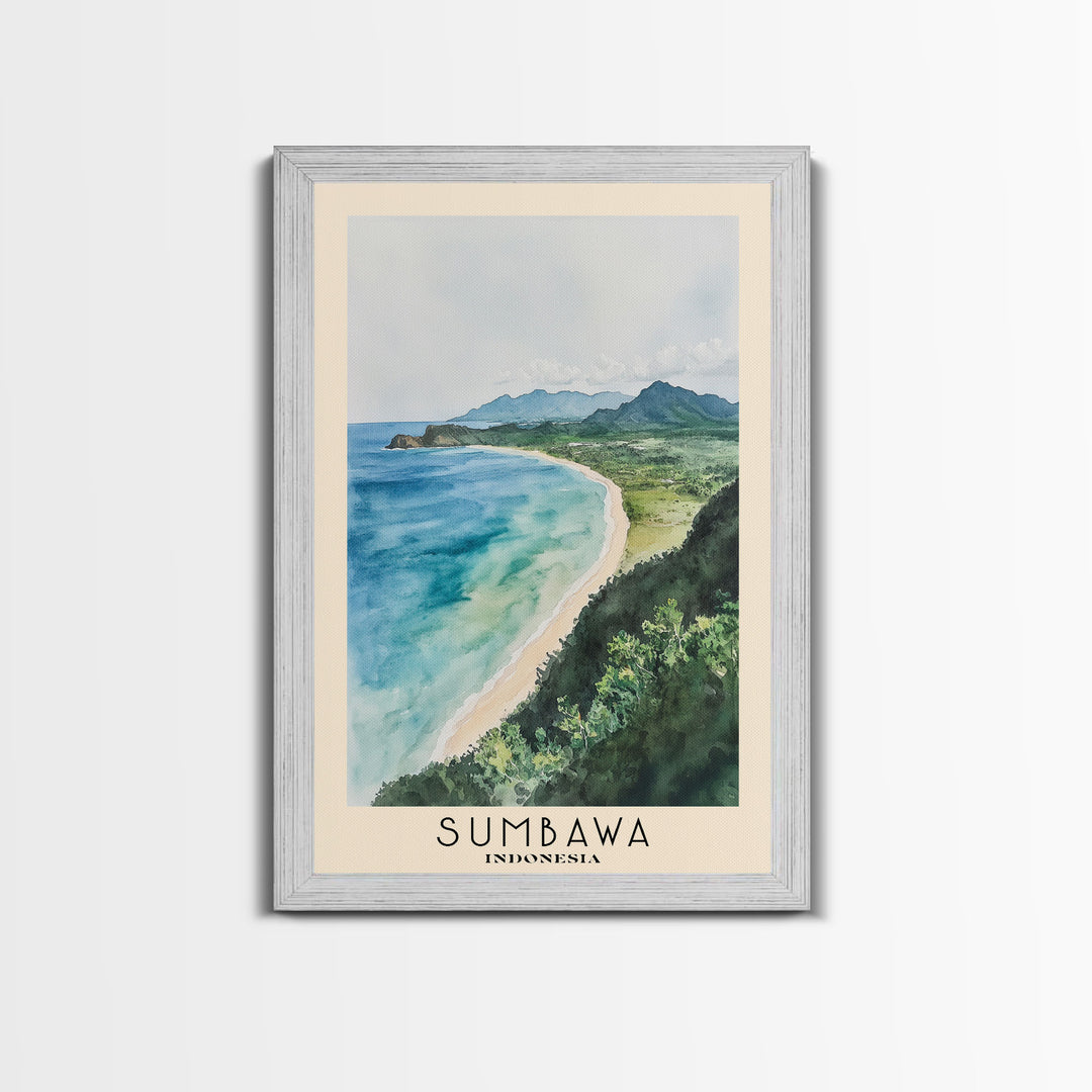 Sumbawa, Indonesia Watercolor Beach Print, Vacation Gift, Indonesia Wall Art, Beach Painting, Beach Decor, Beach Painting