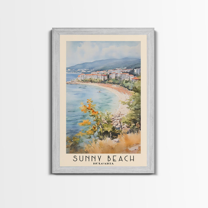 Sunny Beach, Bulgaria Watercolor Print, Vacation Gift, Bulgaria Wall Art, Beach Painting, Beach Decor, Beach Or Lakehouse Art