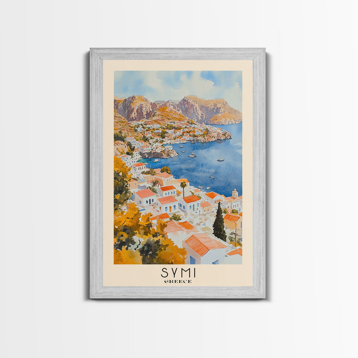 Symi, Greece Watercolor Beach Print, Vacation Gift, Greece Wall Art, Beach Painting, Beach Decor, Beach Painting