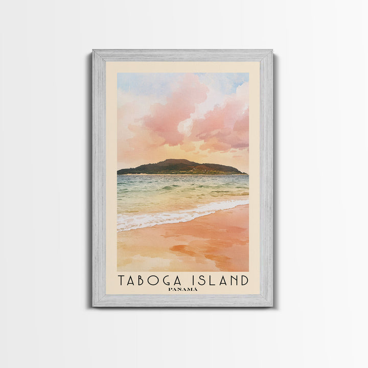 Taboga Island, Panamá Watercolor Beach Print, Vacation Gift, Panamá Wall Art, Framed Canvas Print, Framed Beach Painting