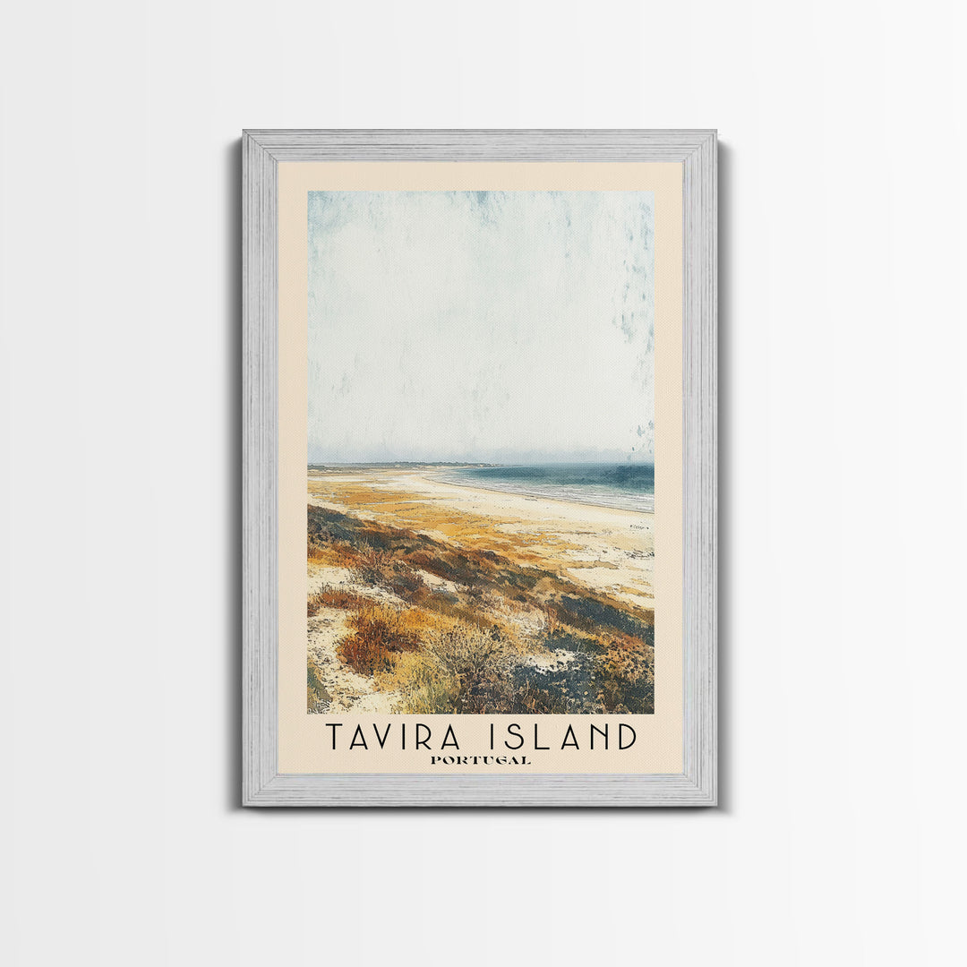 Tavira Island, Portugal Watercolor Beach Print, Vacation Gift, Portugal Wall Art, Beach Painting, Beach Decor, Beach Painting