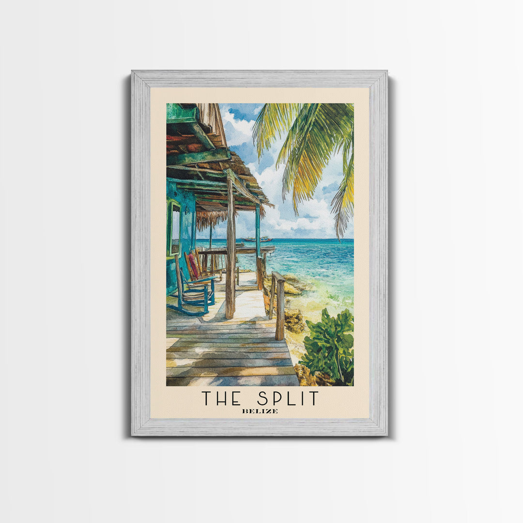 The Split, Belize Watercolor Beach Print, Vacation Gift, Belize Wall Art, Beach Painting, Beach Decor, Beach Painting