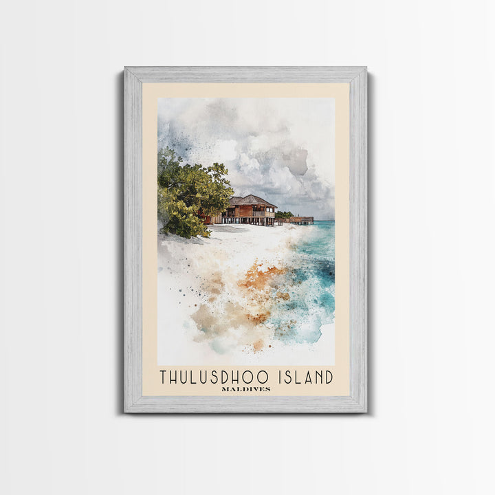 Thulusdhoo Island, Maldives Watercolor Print, Vacation Gift, Maldives Wall Art, Beach Painting, Beach Decor, Beach Or Lakehouse Art