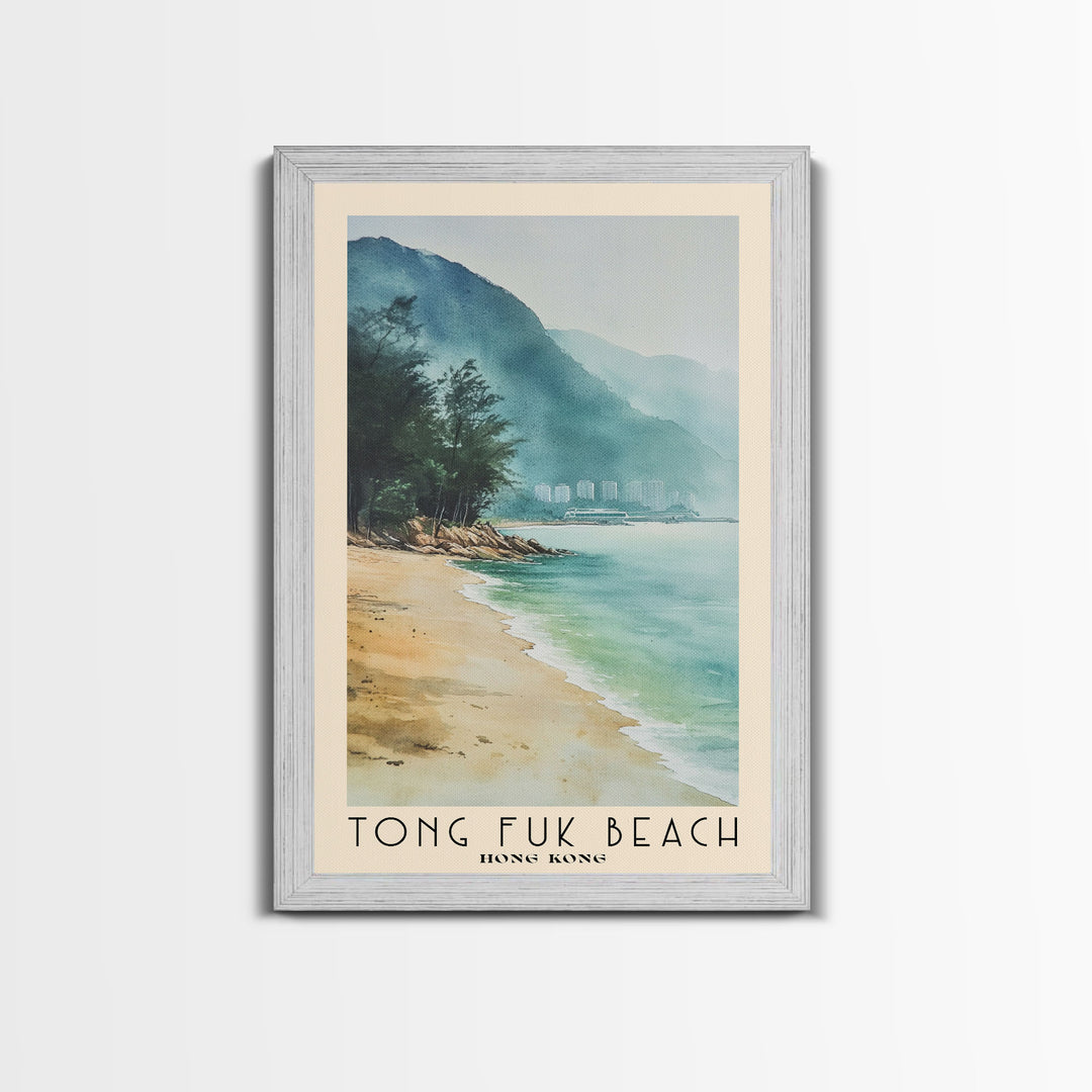 Tong Fuk Beach, Hong Kong Watercolor Print, Vacation Gift, Hong Kong Wall Art, Vacation Wall Art, Vacatation Memories, Beach Decor, Beach Or Lakehouse Art