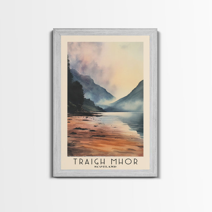 Traigh Mhor, Scotland Watercolor Beach Print, Vacation Gift, Scotland Wall Art, Framed Canvas Print, Framed Beach Painting