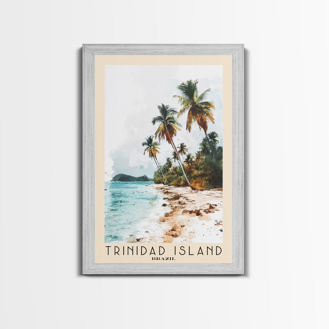 Trinidad Island, Brazil Watercolor Print, Vacation Gift, Brazil Wall Art, Beach Painting, Beach Decor, Large Wall Art, Wood Frame Art