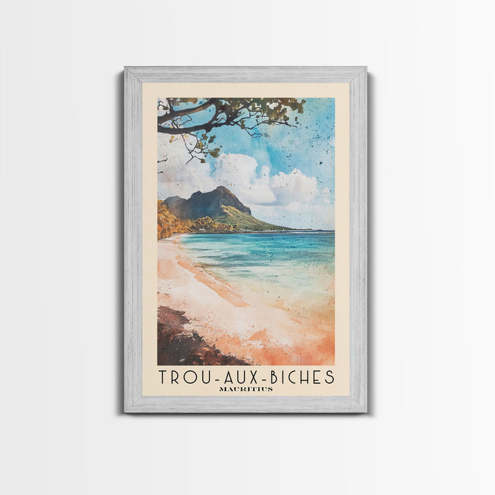 Trou-aux-Biches, Mauritius Watercolor Beach Print, Vacation Gift, Mauritius Wall Art, Beach Painting, Beach Decor, Beach Painting