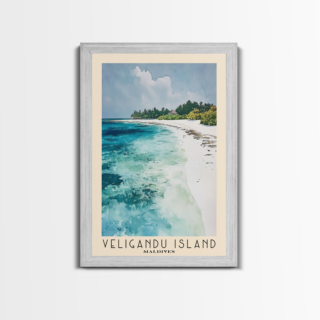 Veligandu Island, Maldives Watercolor Beach Print, Vacation Gift, Maldives Wall Art, Beach Painting, Beach Decor, Beach Painting