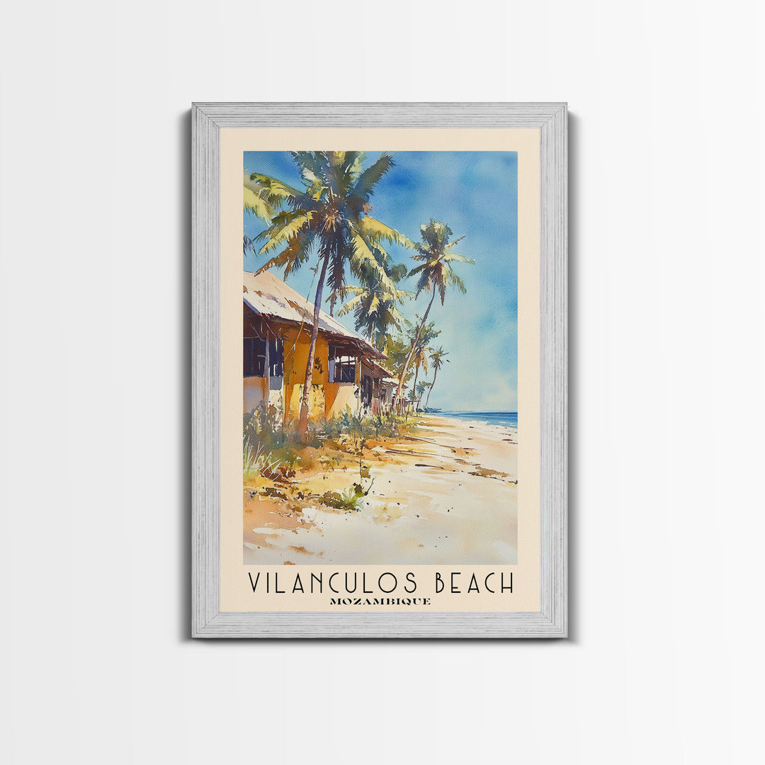 Vilanculos Beach, Mozambique Watercolor Print, Vacation Gift, Mozambique Wall Art, Beach Painting, Beach Decor, Large Wall Art, Wood Frame Art