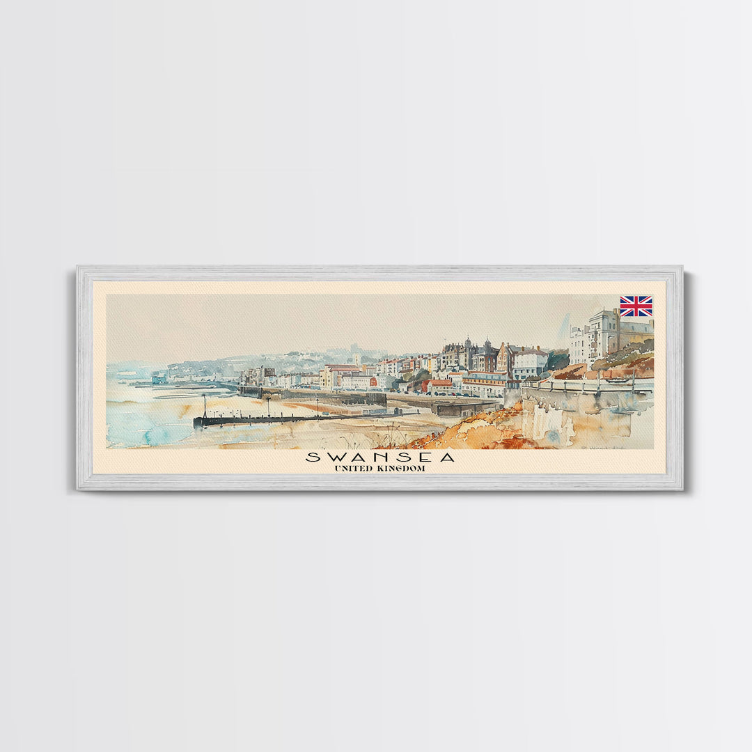 Swansea United Kingdom Wall Art, Panoramic Travel Poster, Panoramic Framed Canvas Print, City Wall Art, Wall Hanging Home Decor, Travel Art