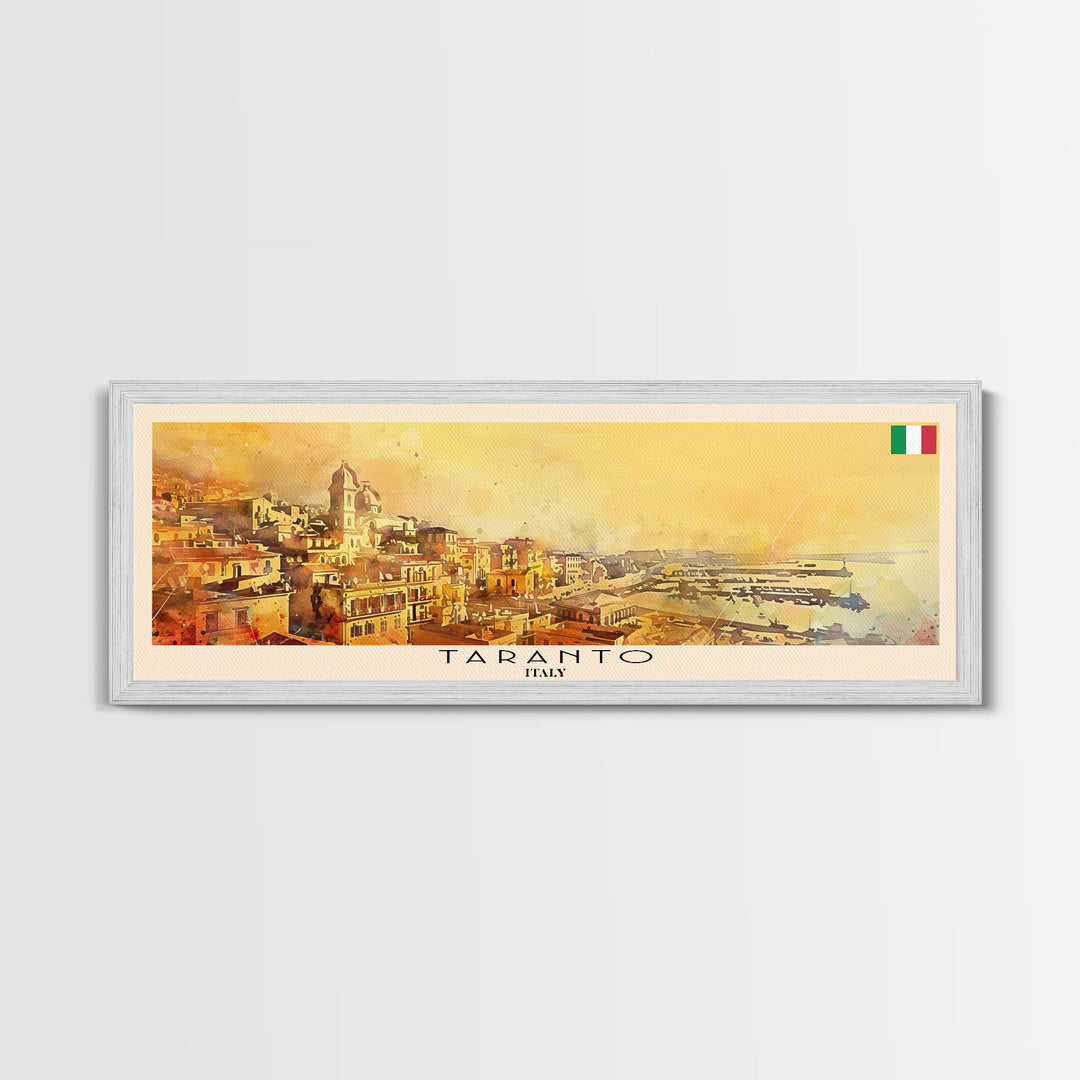 Taranto Italy Travel Art, City Art, Framed Canvas Print or Metal Wall Art, Europe Travel Poster, Panoramic Wall Art, Extra Wide Wall Art