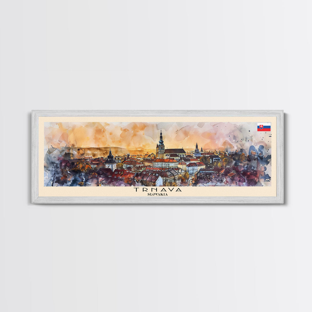 Trnava Slovakia Wall Art, Panoramic Travel Poster, Panoramic Framed Canvas Print, City Wall Art, Wall Hanging Home Decor, Travel Art