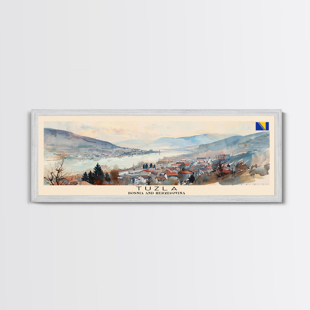 Tuzla Bosnia Travel Print Wall Art, Panoramic City Art, Travel Art, Wall Decor, Vacation Gift, Framed Canvas Print Or Metal Art