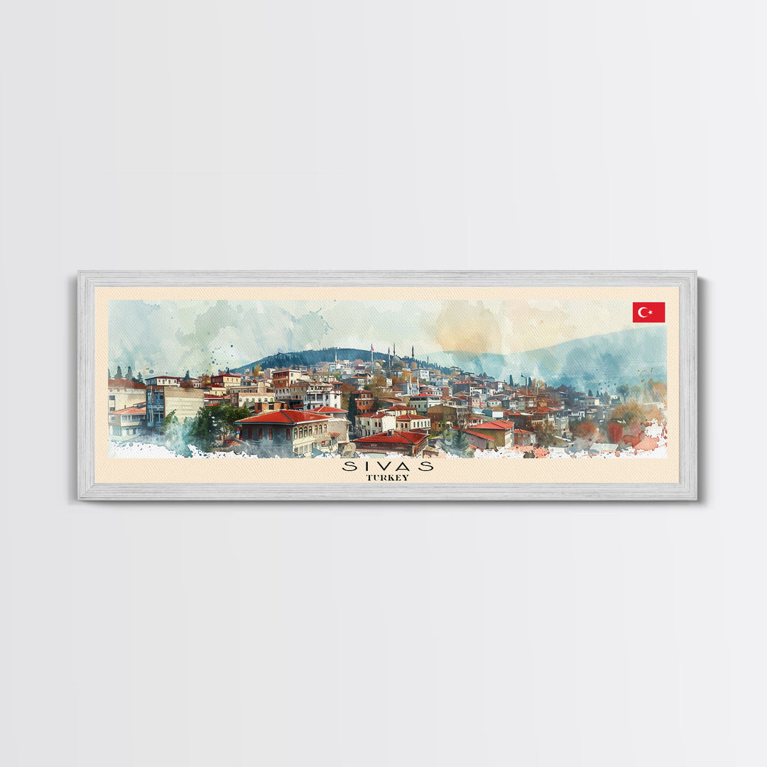 Sivas Turkey Travel Print Wall Art, Panoramic City Art, Travel Art, Wall Decor, Vacation Gift, Framed Canvas Print Or Metal Art