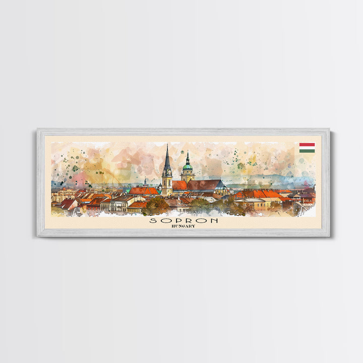 Sopron Hungary Travel Art, City Art, Framed Canvas Print or Metal Wall Art, Europe Travel Poster, Panoramic Wall Art, Extra Wide Wall Art