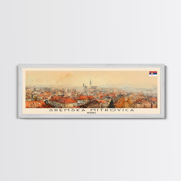 Sremska Mitrovica Serbia Travel Art, City Art, Framed Canvas Print or Metal Wall Art, Europe Travel Poster, Panoramic Wall Art, Extra Wide Wall Art