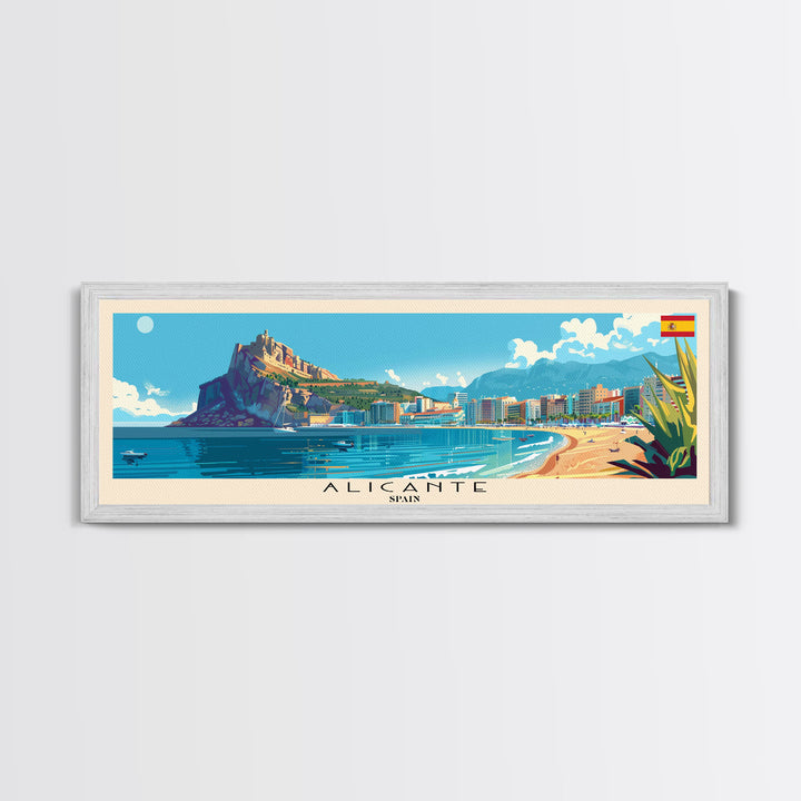 Alicante Spain Travel Print Wall Art, Panoramic City Art, Travel Art, Wall Decor, Vacation Gift, Framed Canvas Print Or Metal Art