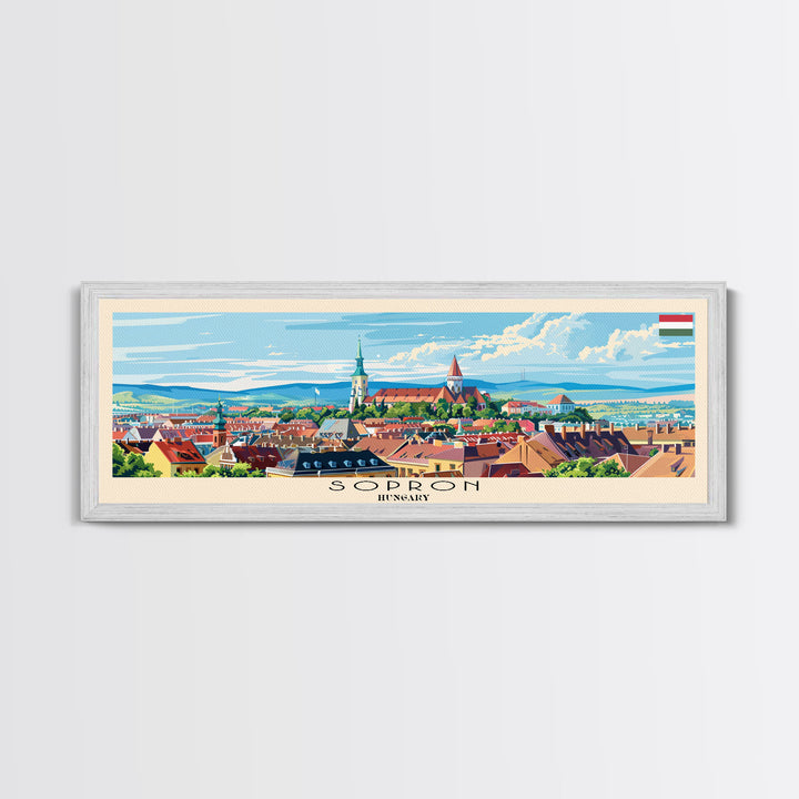 Sopron Hungary Travel Art, City Art, Framed Canvas Print or Metal Wall Art, Europe Travel Poster, Panoramic Wall Art, Extra Wide Wall Art