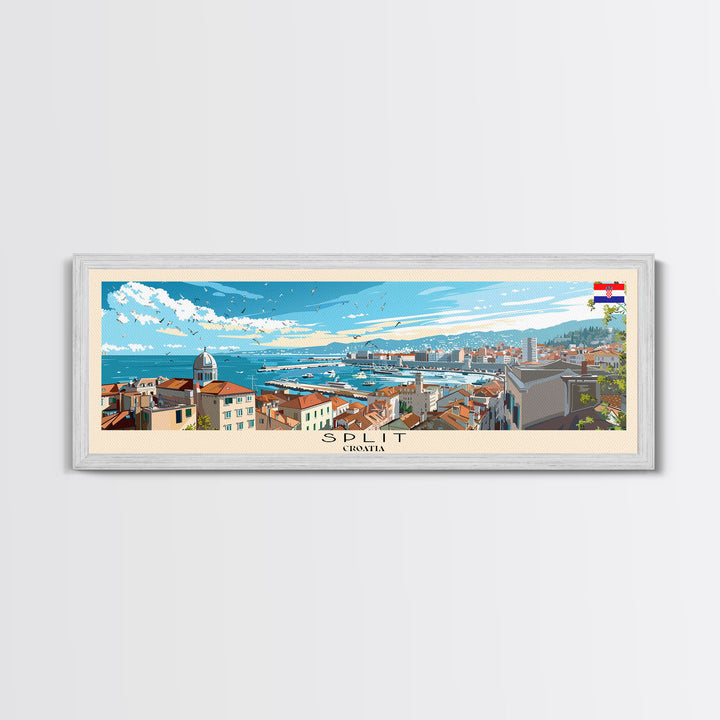 Split Croatia Travel Print Wall Art, Panoramic City Art, Travel Art, Wall Decor, Vacation Gift, Framed Canvas Print Or Metal Art