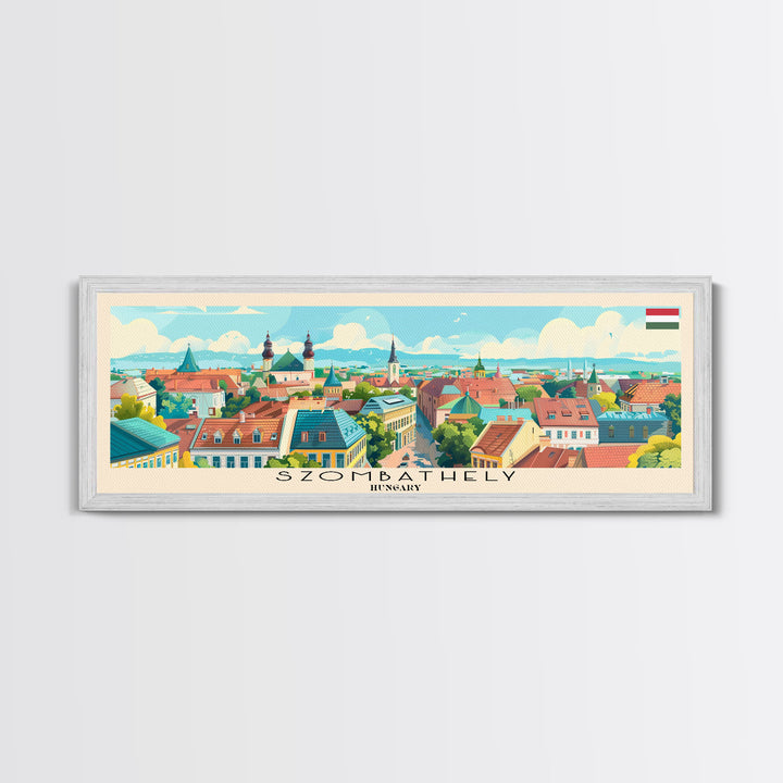 Szombathely Hungary Travel Print Wall Art, Panoramic City Art, Travel Art, Wall Decor, Vacation Gift, Framed Canvas Print Or Metal Art