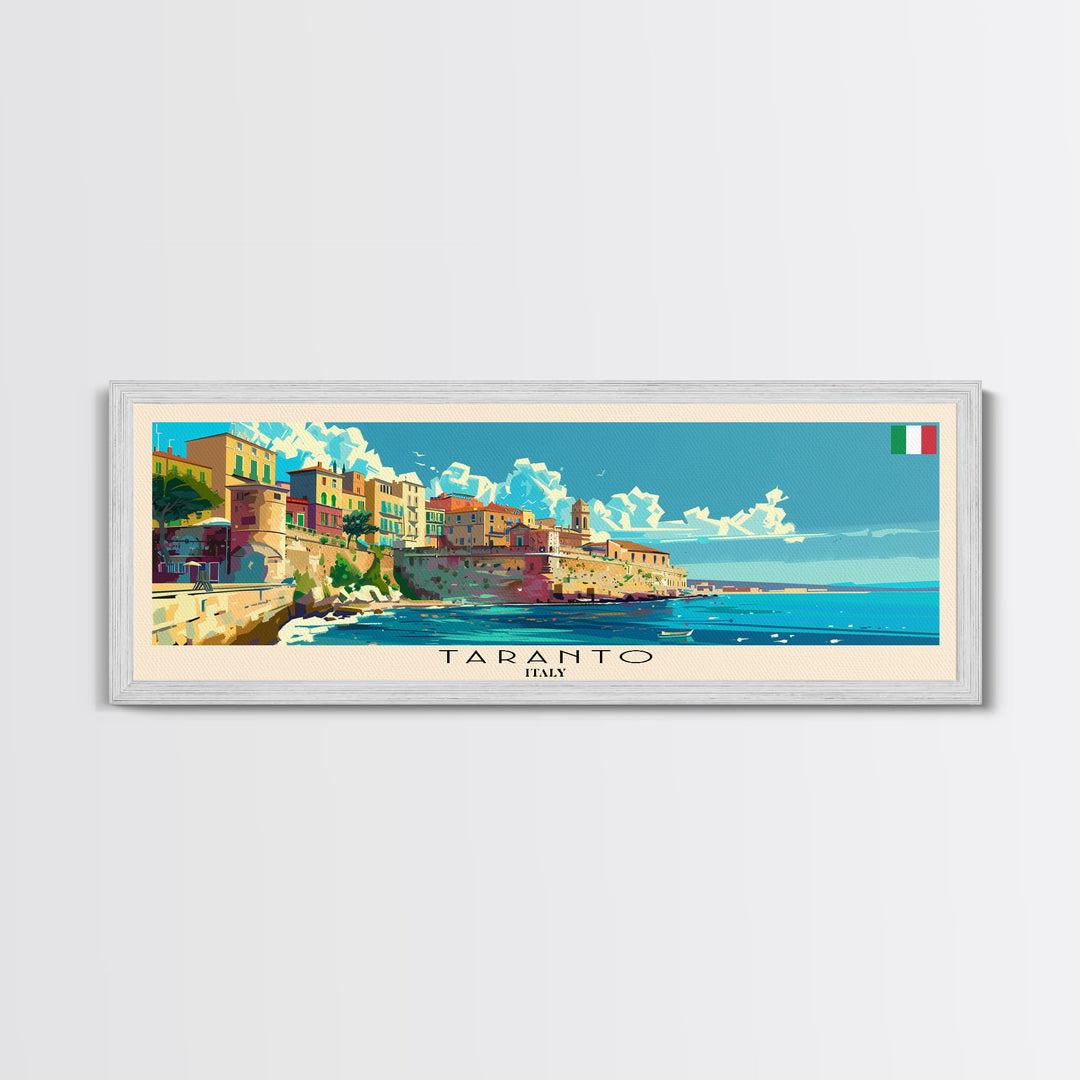 Taranto Italy Travel Art, City Art, Framed Canvas Print or Metal Wall Art, Europe Travel Poster, Panoramic Wall Art, Extra Wide Wall Art