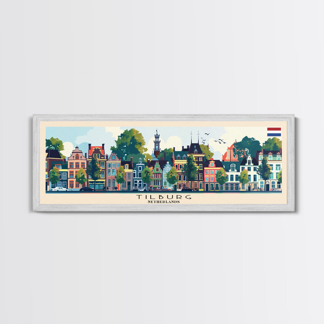 Tilburg Netherlands Wall Art, Panoramic Travel Poster, Panoramic Framed Canvas Print, City Wall Art, Wall Hanging Home Decor, Travel Art