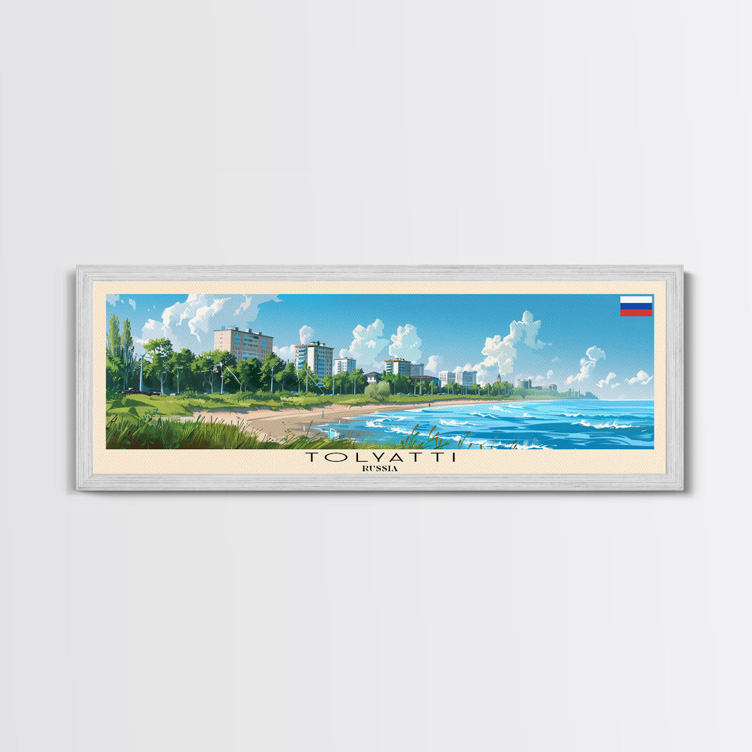 Tolyatti Russia Panoramic Travel Poster, Framed Canvas Print or Metal Wall Art, Travel Art, Home Decor, Panoramic Painting, Midcentury Art