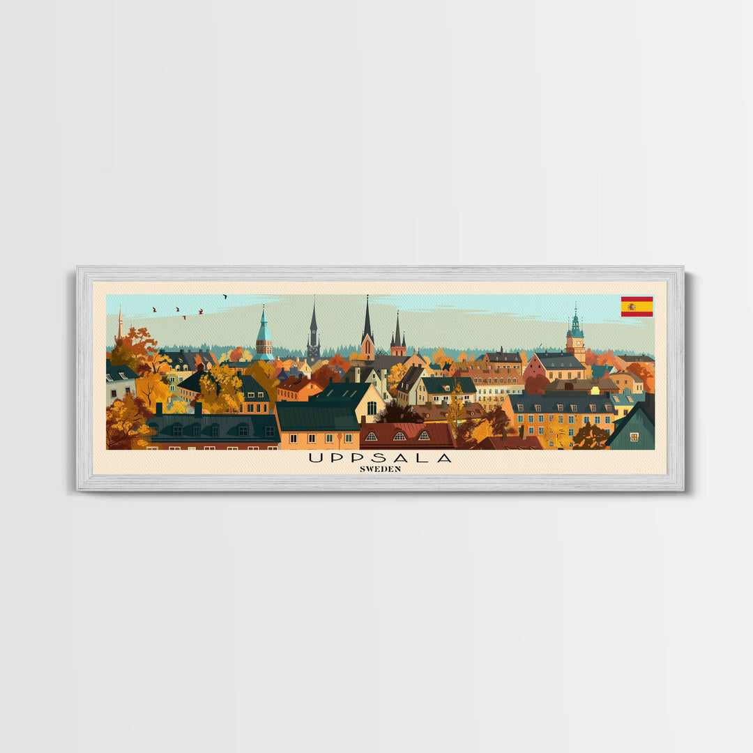 Uppsala Sweden Wall Art, Panoramic Travel Poster, Panoramic Framed Canvas Print, City Wall Art, Wall Hanging Home Decor, Travel Art