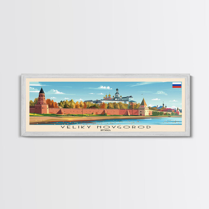 Veliky Novgorod Russia Wall Art, Panoramic Travel Poster, Panoramic Framed Canvas Print, City Wall Art, Wall Hanging Home Decor, Travel Art