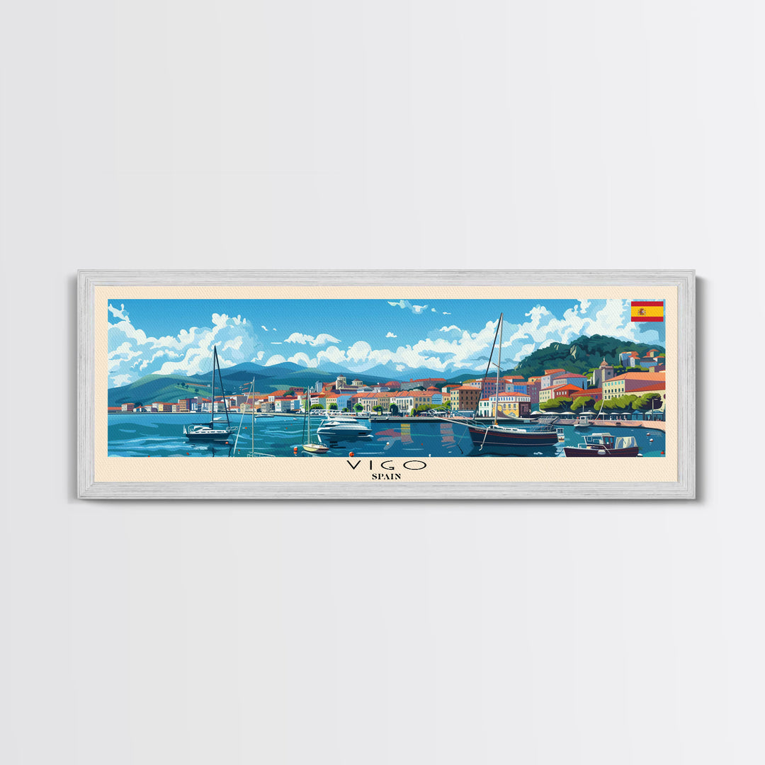 Vigo Spain Wall Art, Panoramic Travel Poster, Panoramic Framed Canvas Print, City Wall Art, Wall Hanging Home Decor, Travel Art