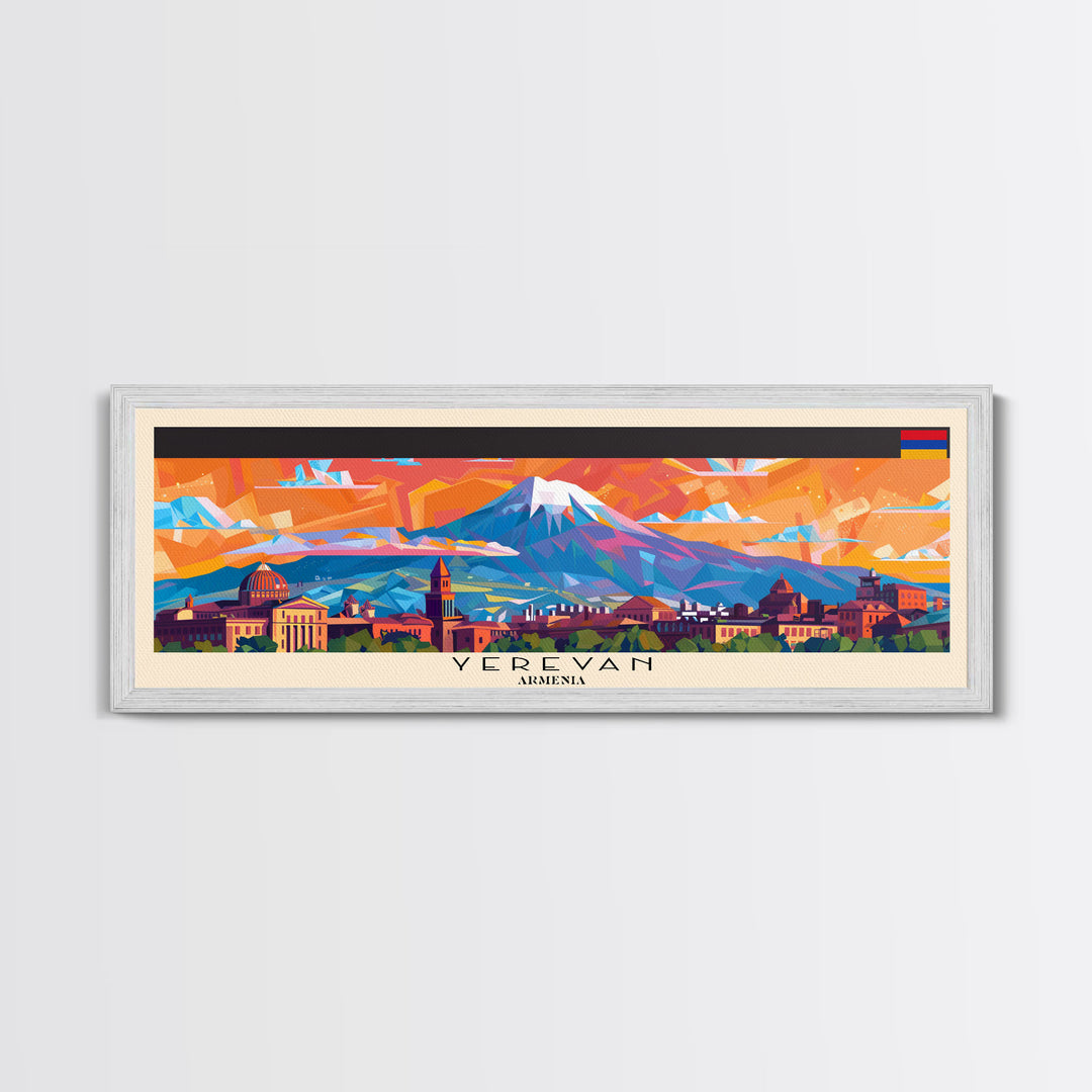 Yerevan Armenia Travel Art, City Art, Framed Canvas Print or Metal Wall Art, Europe Travel Poster, Panoramic Wall Art, Extra Wide Wall Art