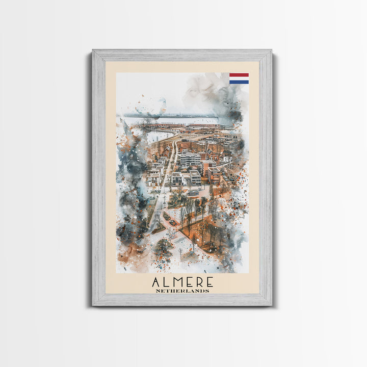 Almere Netherlands Modern City Travel Poster Art, Framed Canvas Print, Unique Wall Art for Living Room, Bedroom Decor, Home Decoration