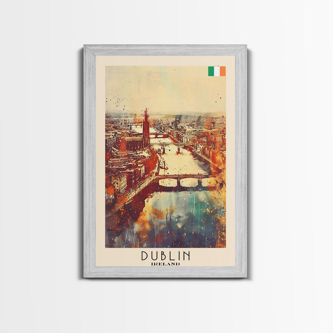 Vibrant Dublin, Ireland Framed Canvas Print. Perfect Wall Art for Living Room or Bedroom Decor, Captivating Travel Poster Art.