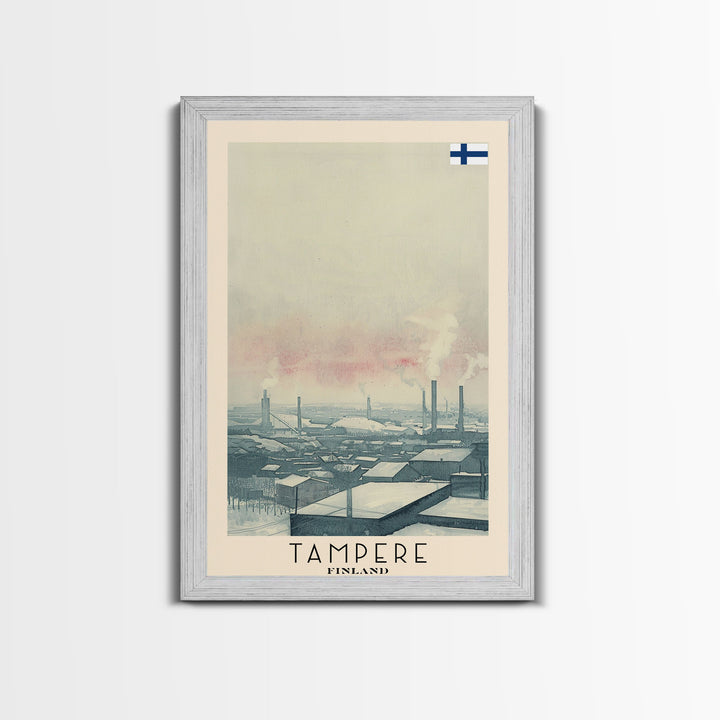 Tampere Finland Travel Poster Framed Canvas Print, Watercolor Painting, Scenic Wall Art, Home Decor, Finnish Landscape, Contemporary Art