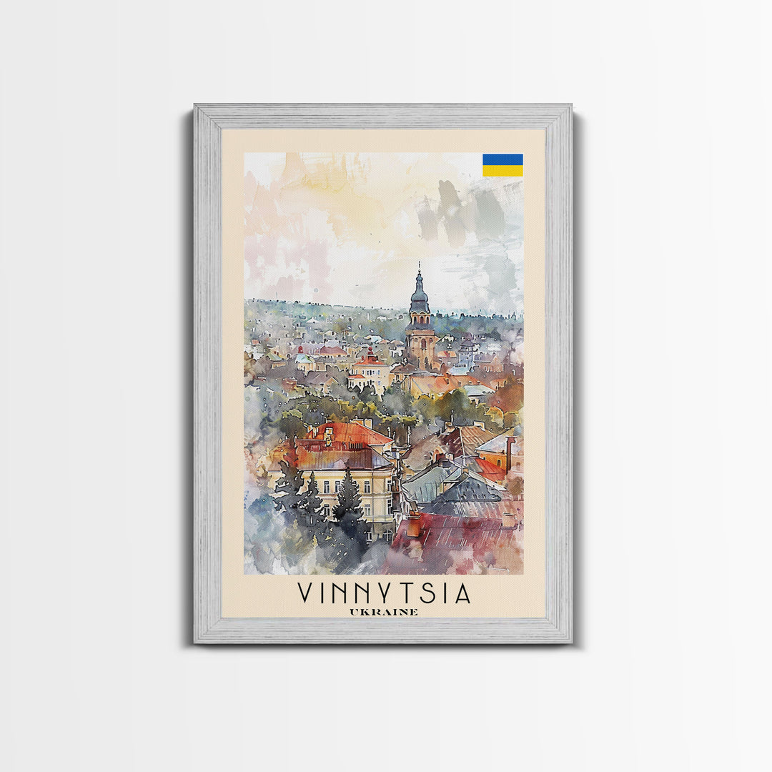 Vinnytsia Ukraine Travel Poster Framed Canvas Print, Watercolor Painting, Scenic Wall Art, Home Decor, Ukrainian Landscape, Classic Art